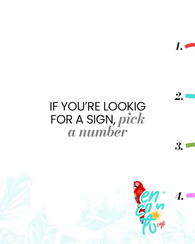✨ If you’re looking for a sign… pick a number ✨

 👀 1, 2, 3 or 4… which one are you choosing today?

☕️ Maybe the sign you needed was a good cup of coffee and a little moment for yourself.

👇 Comment your number and we’ll tell you your message of the day.

#EncantoCafe #CoffeeTime #PickANumber