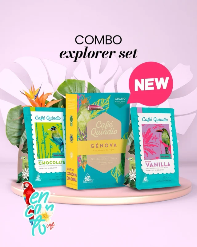 NEW COMBO AVAILABLE! 🚨✨

If you love coffee with personality, the Explorer Set is for you. Three unique profiles highlighting the best of Café Quindío:

🍫 Milk Chocolate – Irresistible smoothness.
🍦 Sweet Vanilla – A sweet and aromatic touch.
⛰️ Génova – All the strength of its origin.

Bring the charm of our biodiversity into your home. Place your order now at www.encantocafe.com and awaken your senses! ☕🦜

#NewArrival #EncantoCafé #CoffeeTime